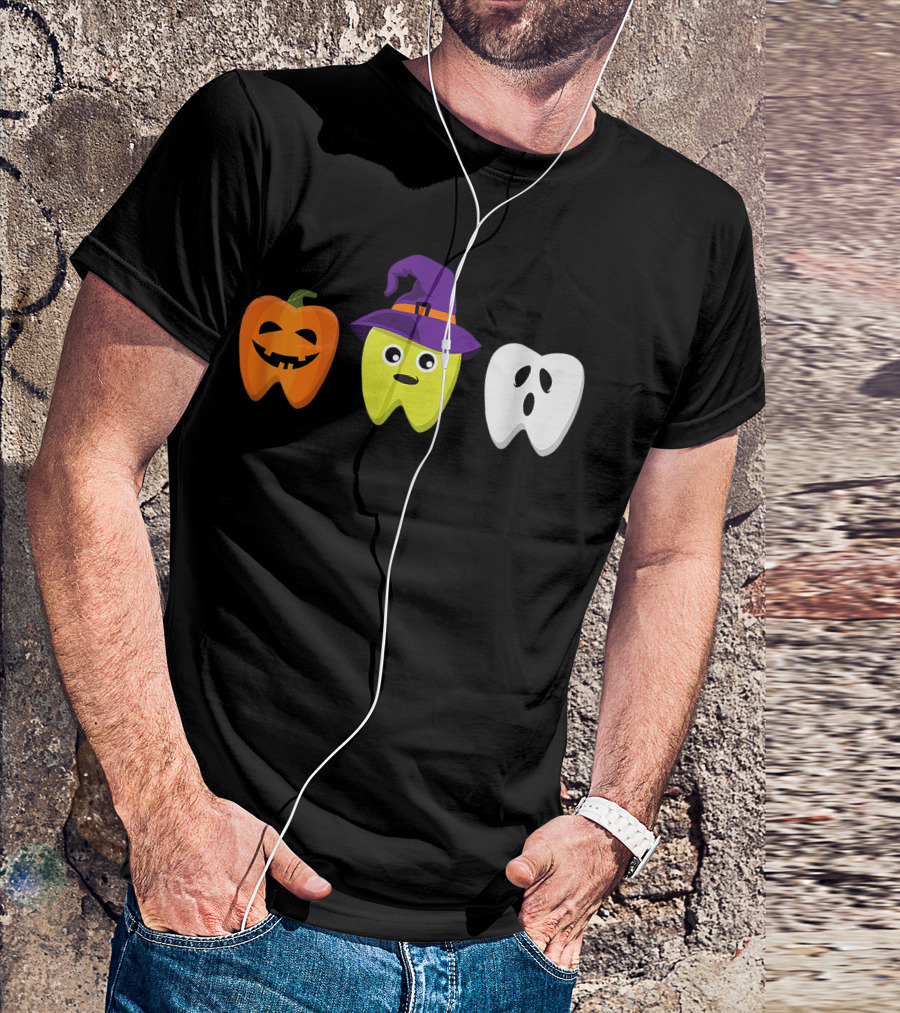 Dental Hygienist Halloween Pumpkin Witch Ghost Tooth Doctor T-Shirt