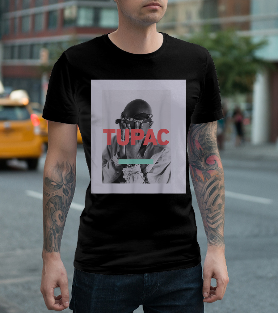 Tupac Bandana Hidden Face Black and White Photography T-Shirt