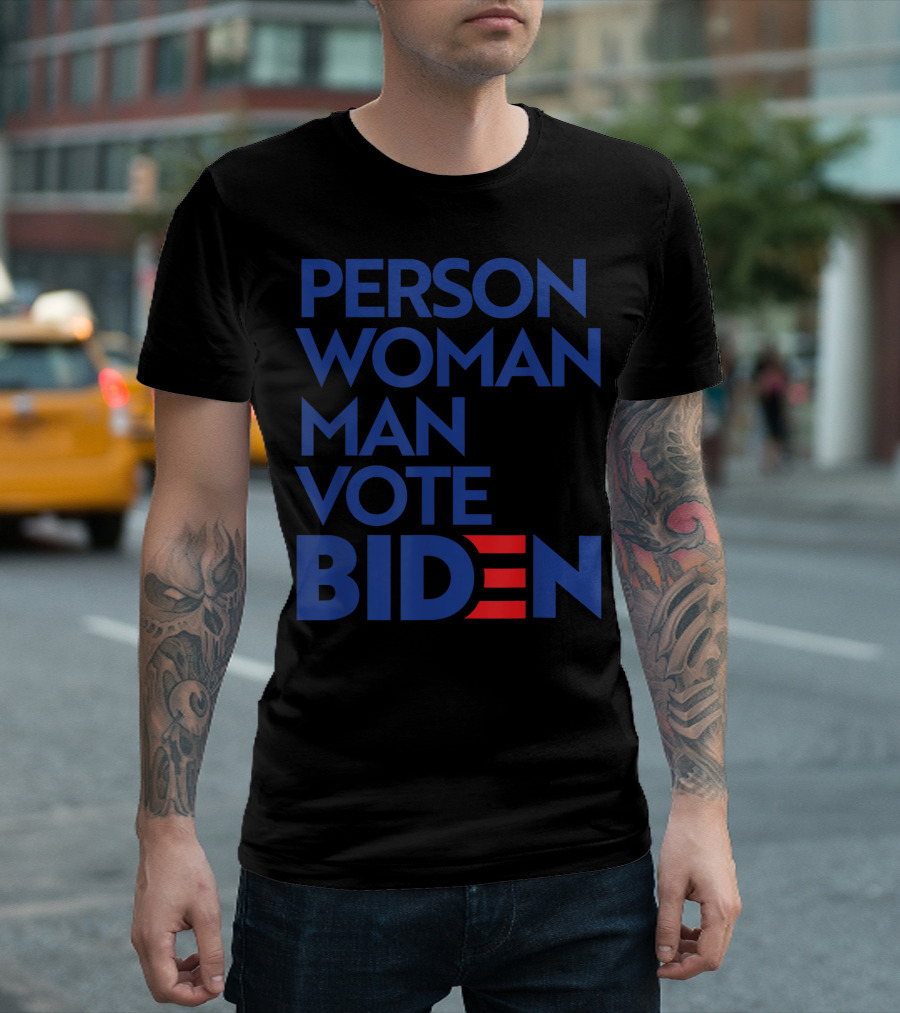 Person Woman Man Vote Biden Funny Democrat Blue Wave T-Shirt