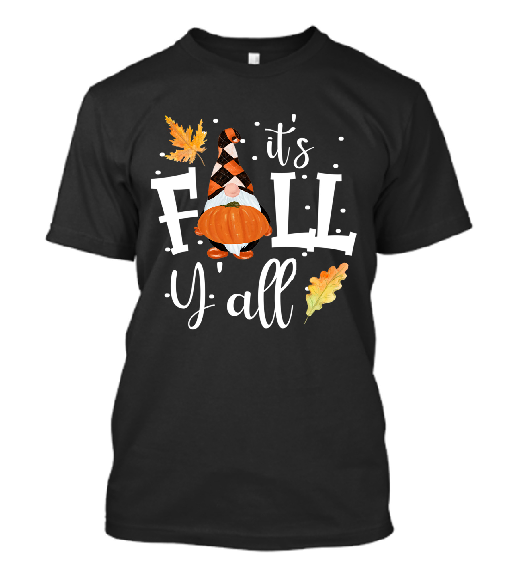 It's Fall Y All Halloween Gnome Pumpkin Leaves T-Shirt