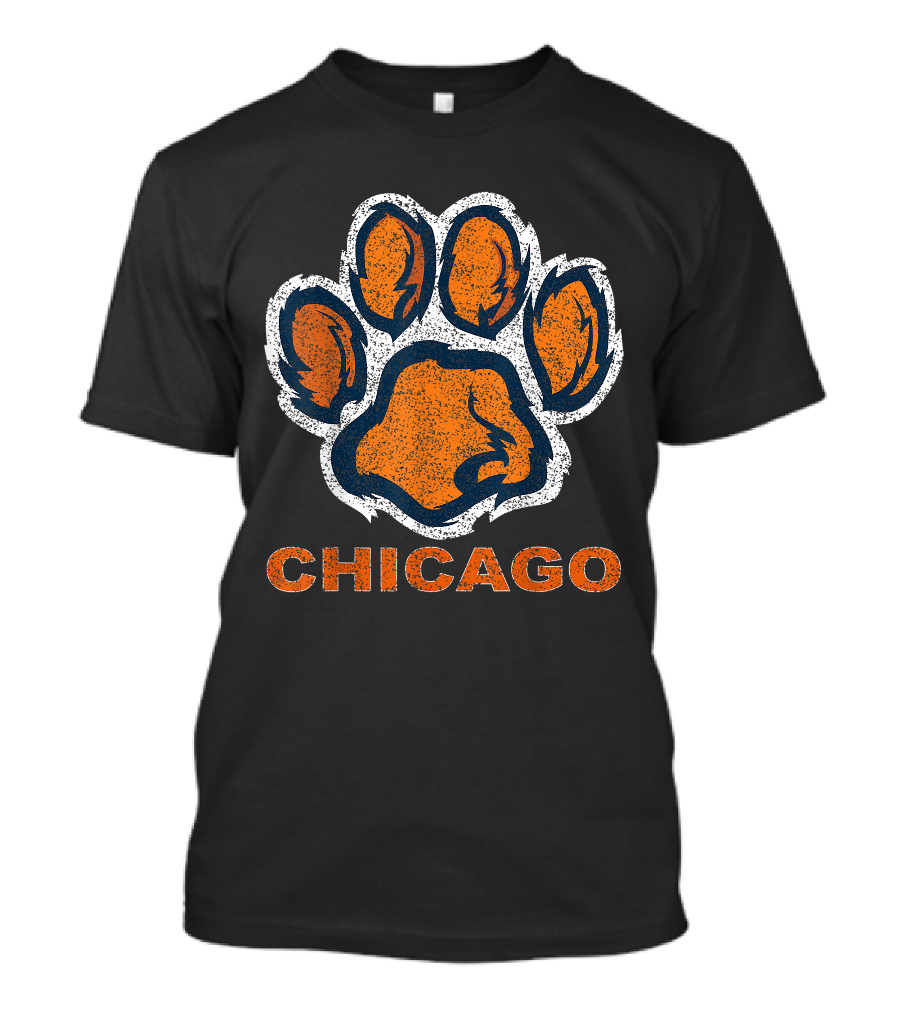 Chicago Orange Vintage Bear Paw Football T-Shirt