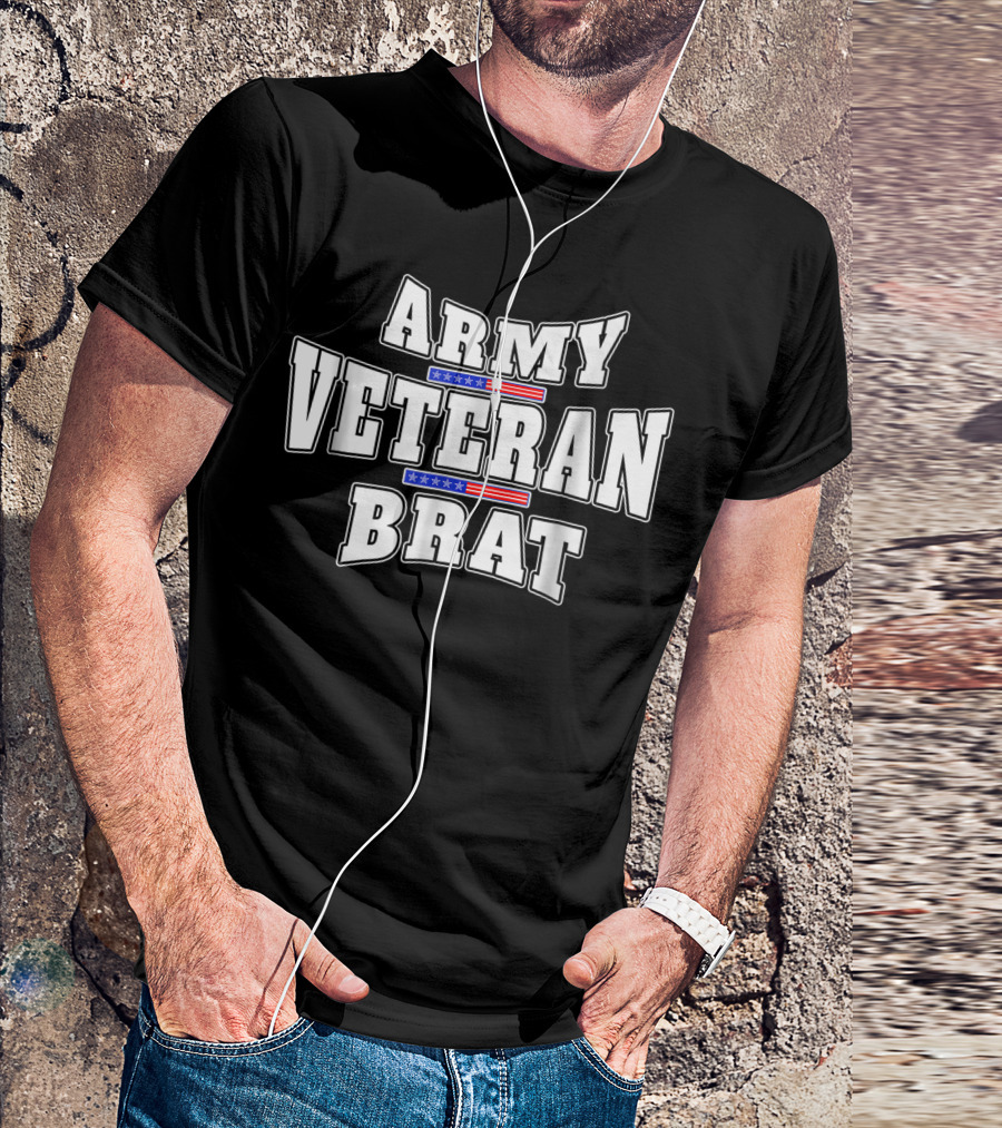 Army Veteran Brat American Flag Pride T-Shirt