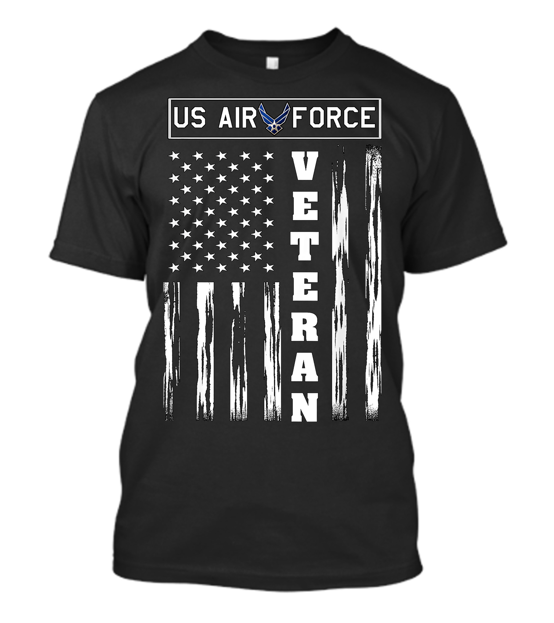 US Air Force Symbol Veteran Distressed American Flag T-Shirt