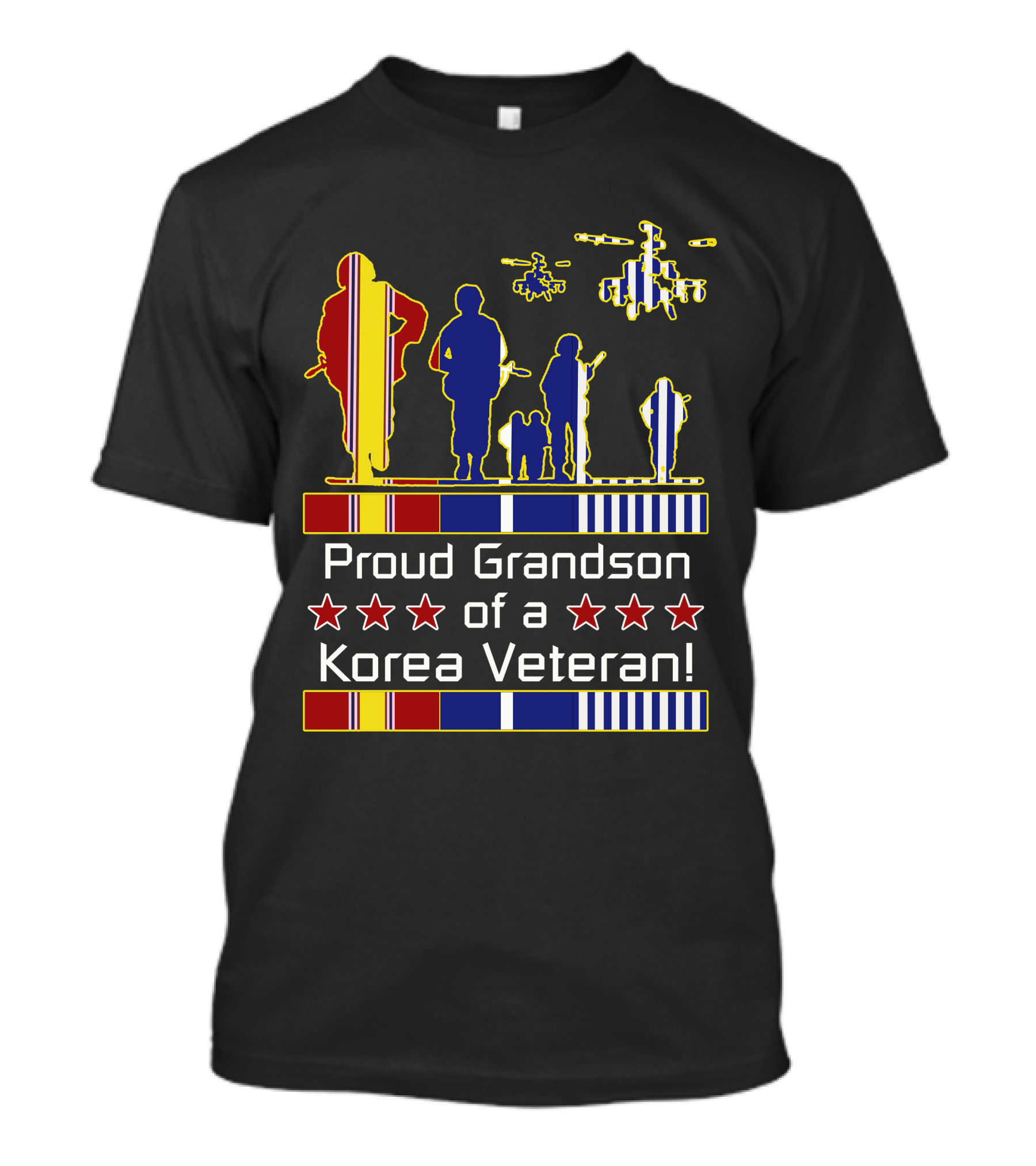 Proud Grandson Of A Korea Veteran With Military Service Ribbon And Soldier T-Shirt