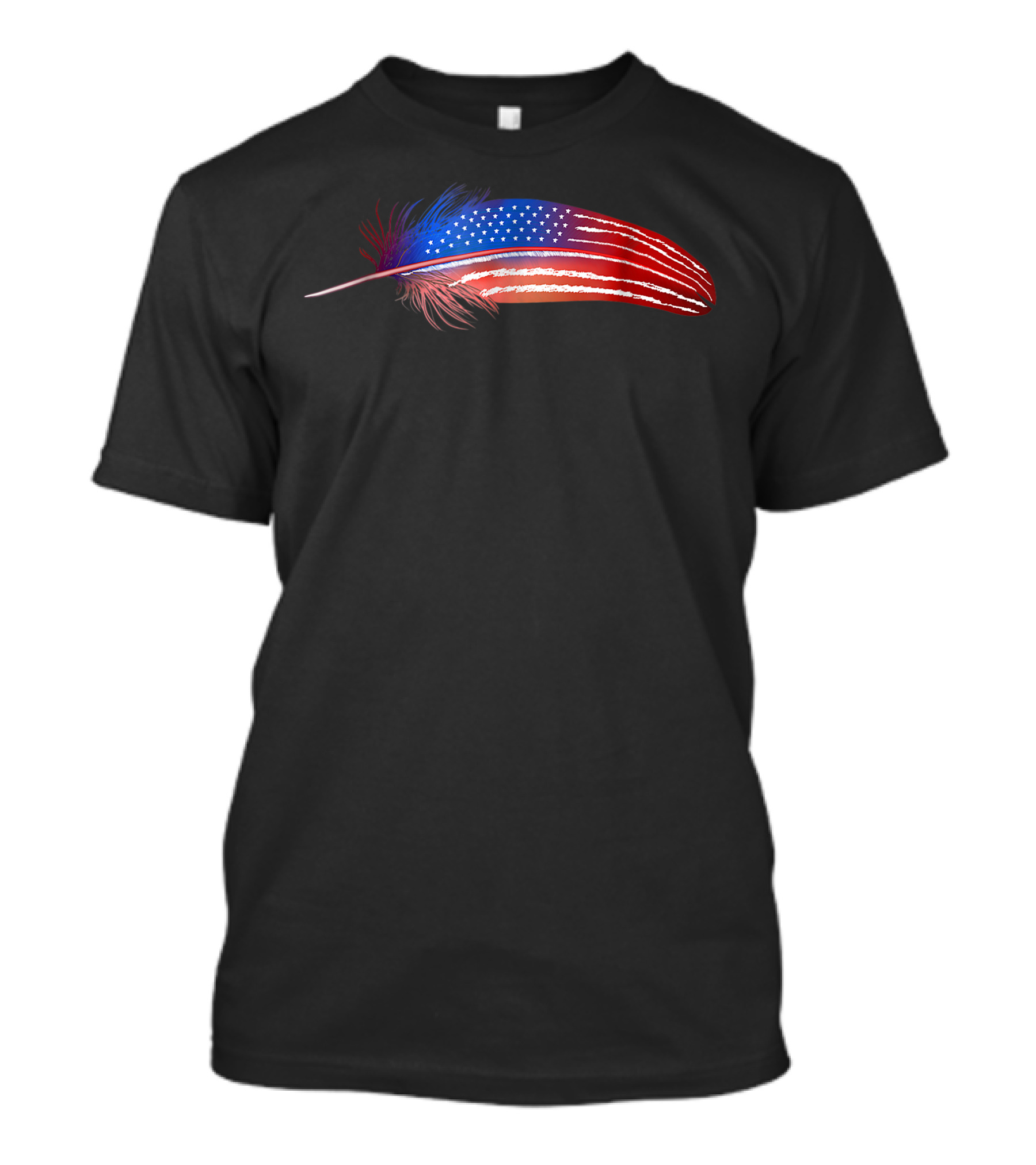 Native American Veteran Patriotic Flag Feather For July T-Shirt