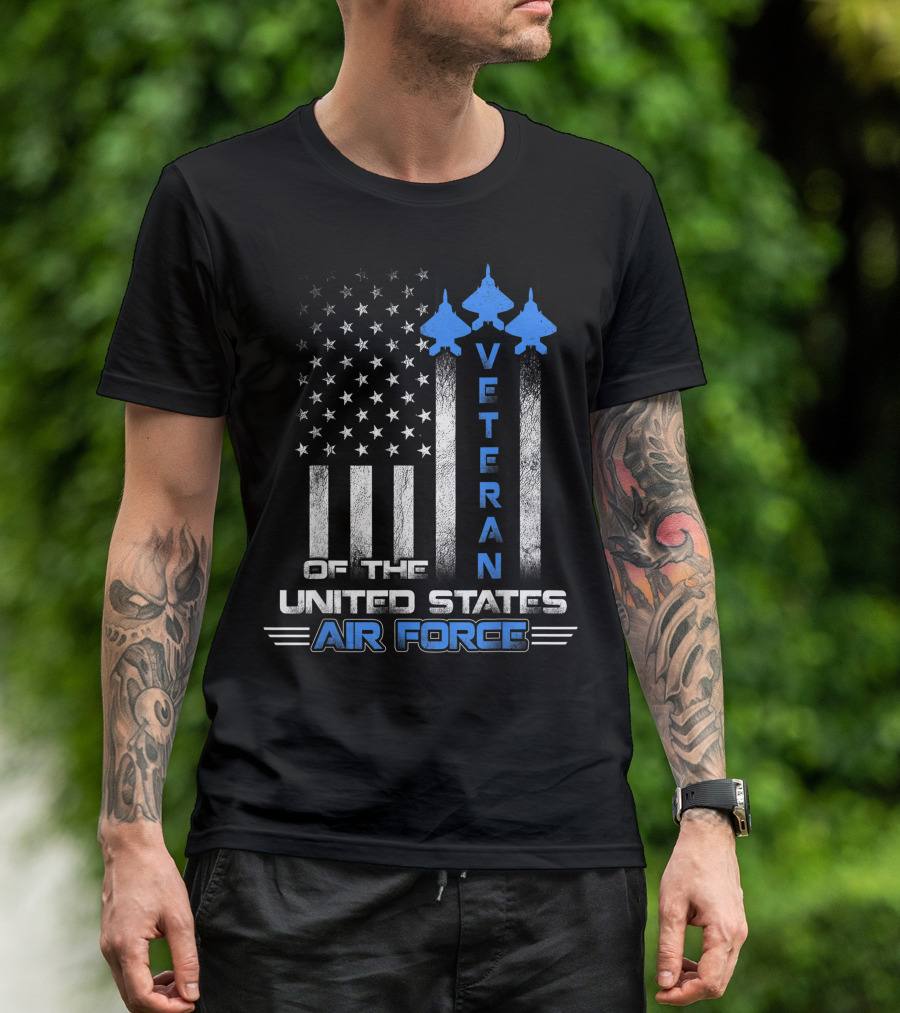 Veteran United States Air Force USAF Flag And Jets T-Shirt