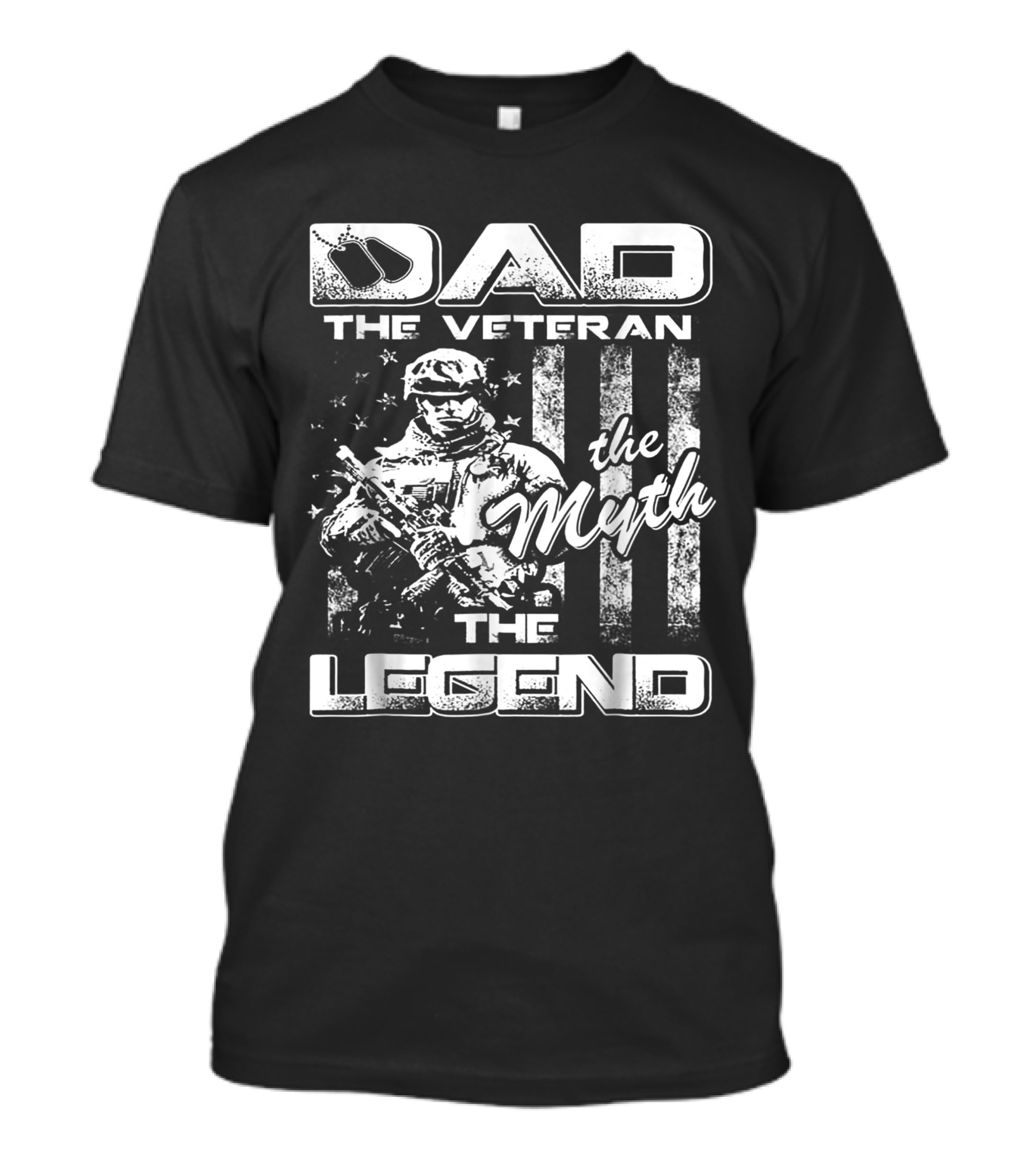 Dad The Veteran The Myth The Legend Soldier USA Flag T-Shirt