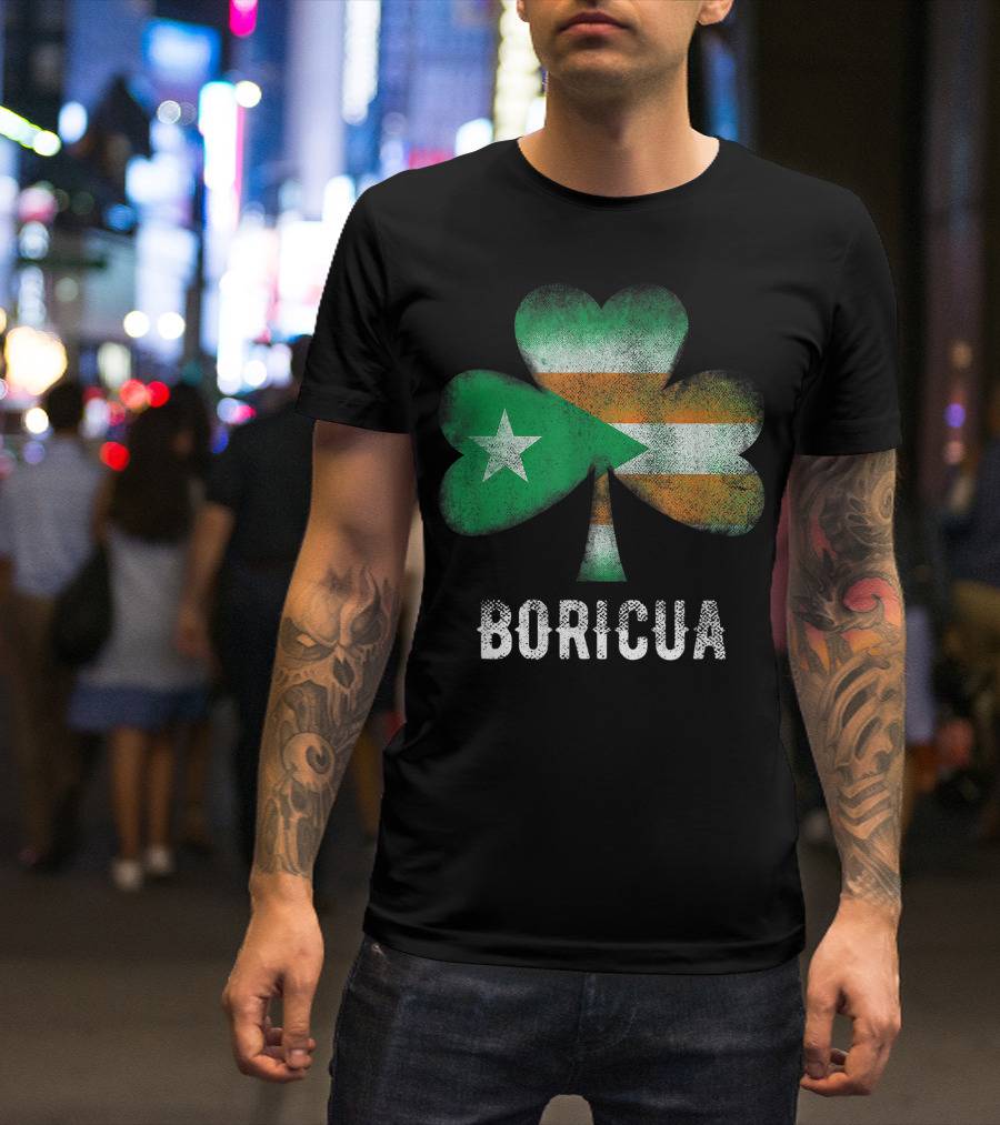 Boricua Puerto Rico Shamrock Flag T-Shirt