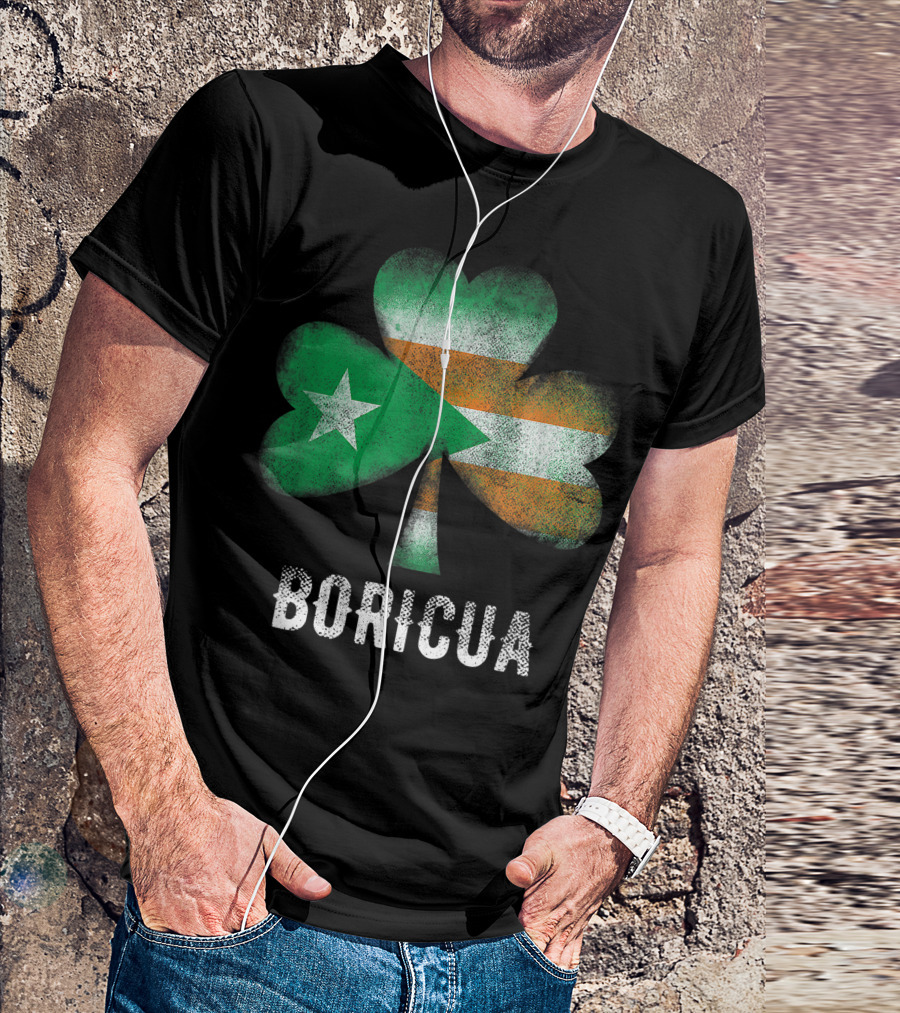 Boricua Puerto Rico Shamrock Flag T-Shirt
