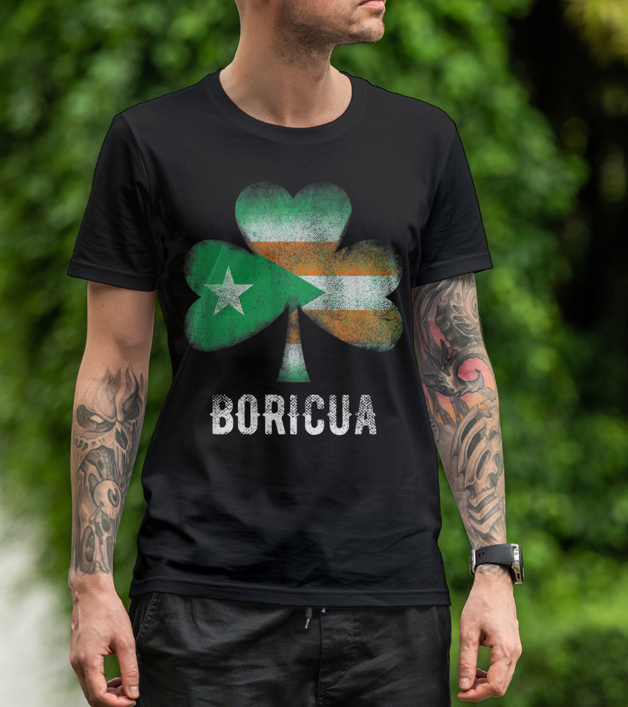 Boricua Puerto Rico Shamrock Flag T-Shirt