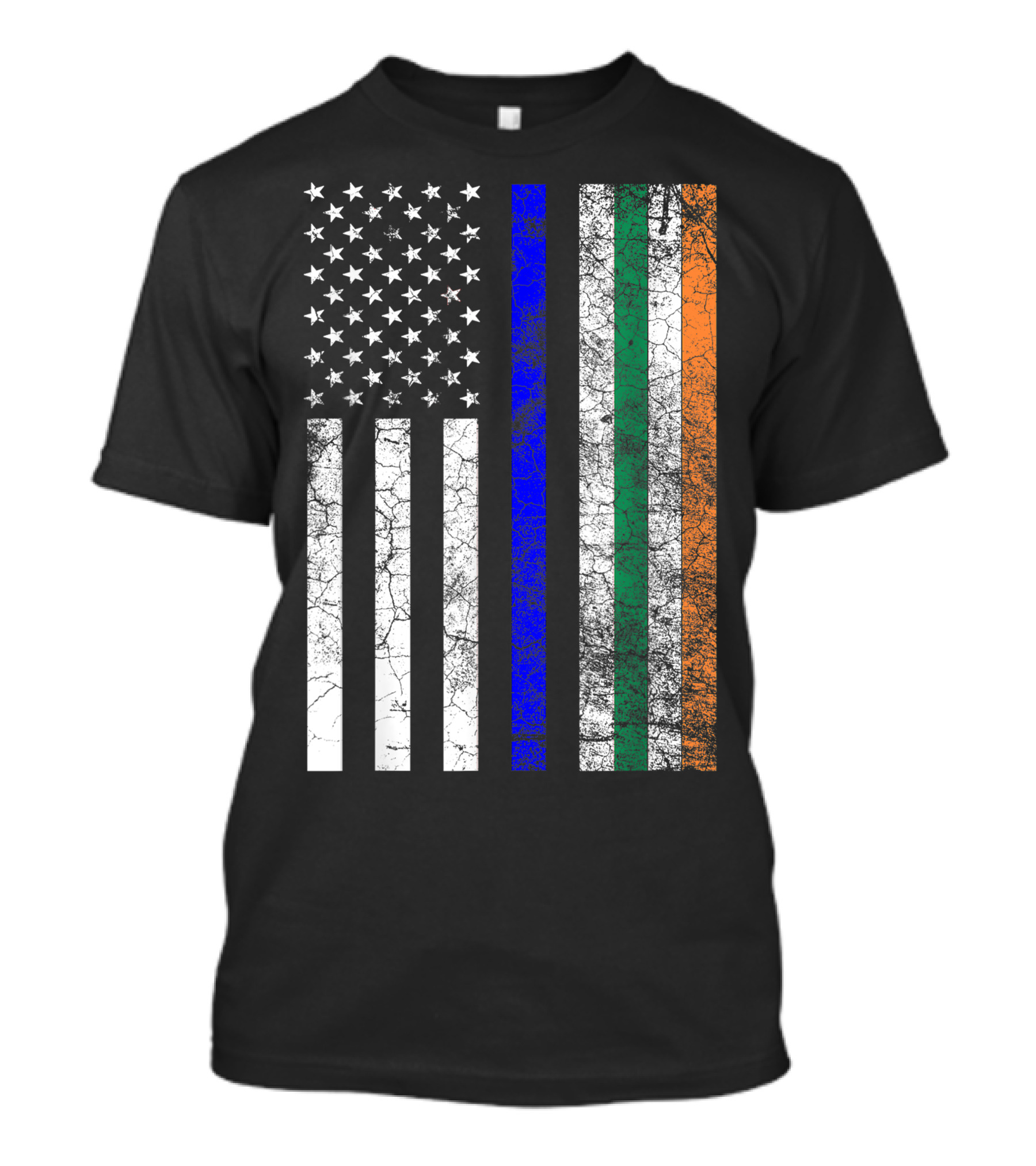 Police Officer American Flag Irish Colors Thin Blue Line T-Shirt