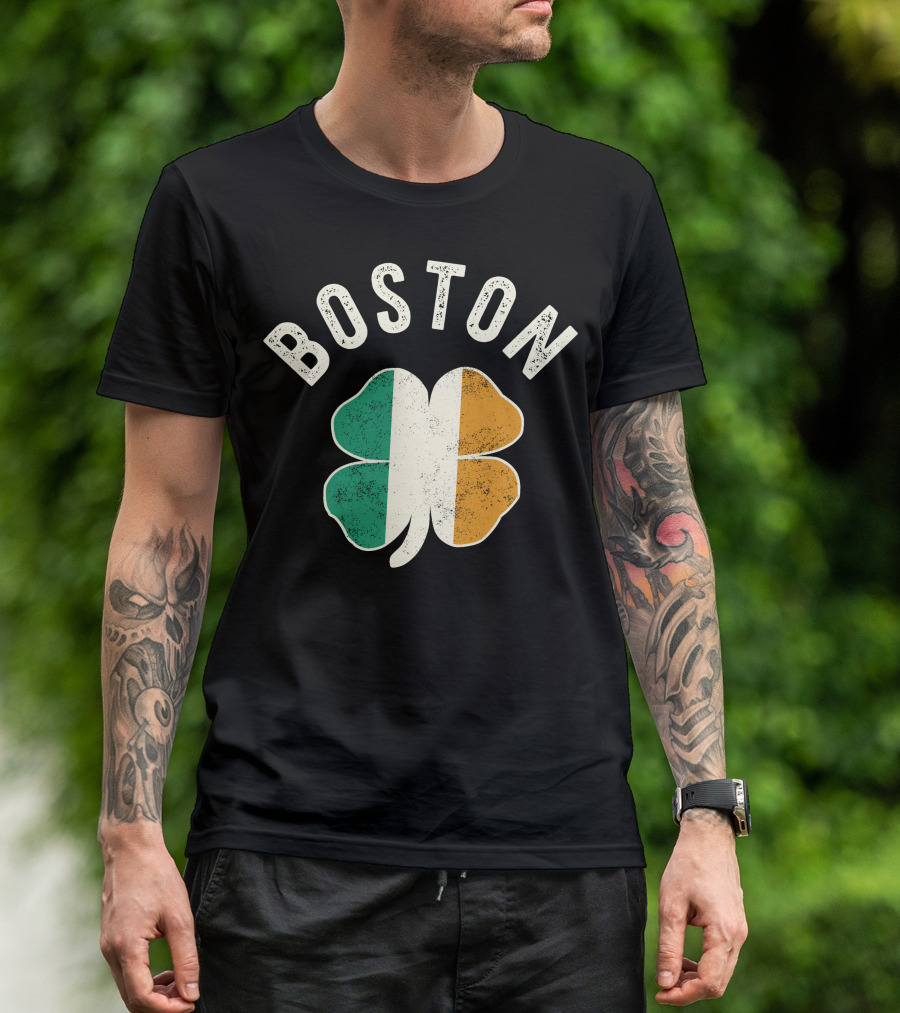 Boston Shamrock Irish Flag St. Patrick's Day Celtic T-Shirt