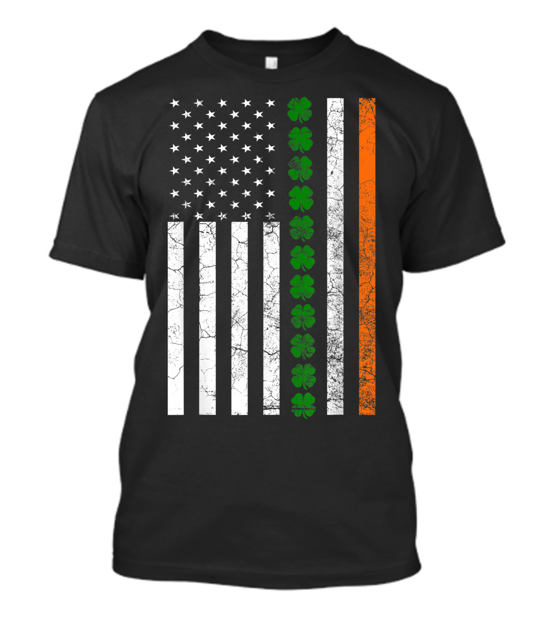 St Patricks Day Irish American Flag Ireland Shamrock Clover Stripes T-Shirt