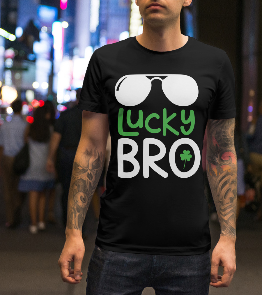 Lucky Bro St. Patrick's Day Shades With Shamrock T-Shirt