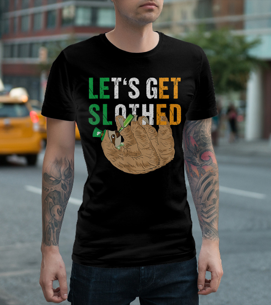 Let's Get Slothed Irish Sloth Drinking on St. Patrick's Day T-Shirt