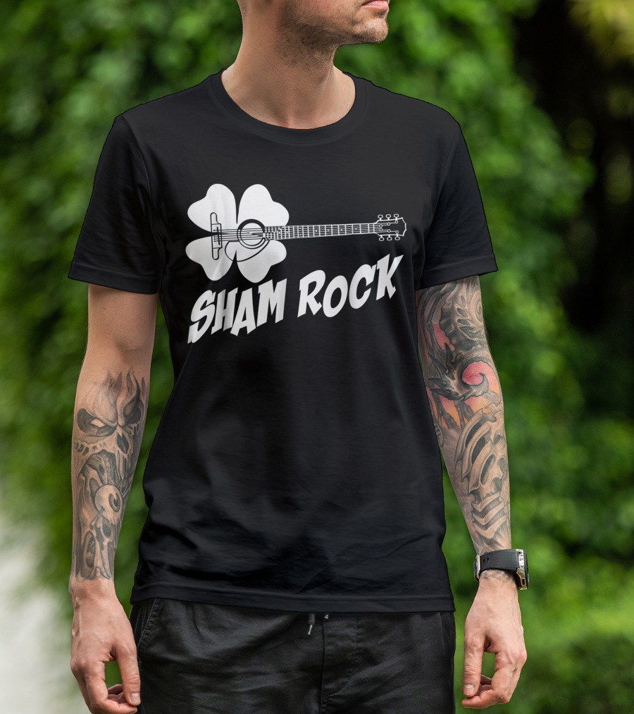 Sham Rock Funny St Patricks Day Shamrock Guitar T-Shirt
