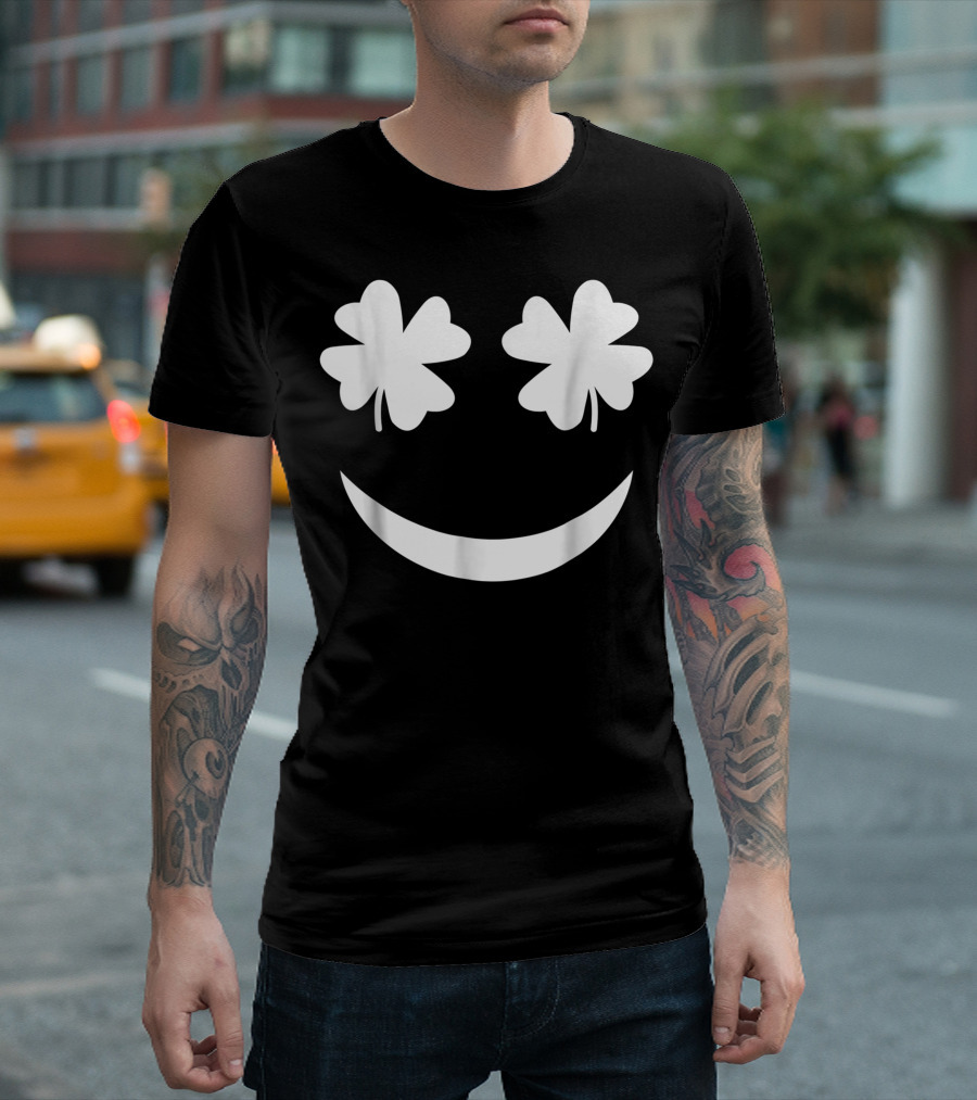 St. Patrick's Day Shamrock Emoji Face T-Shirt
