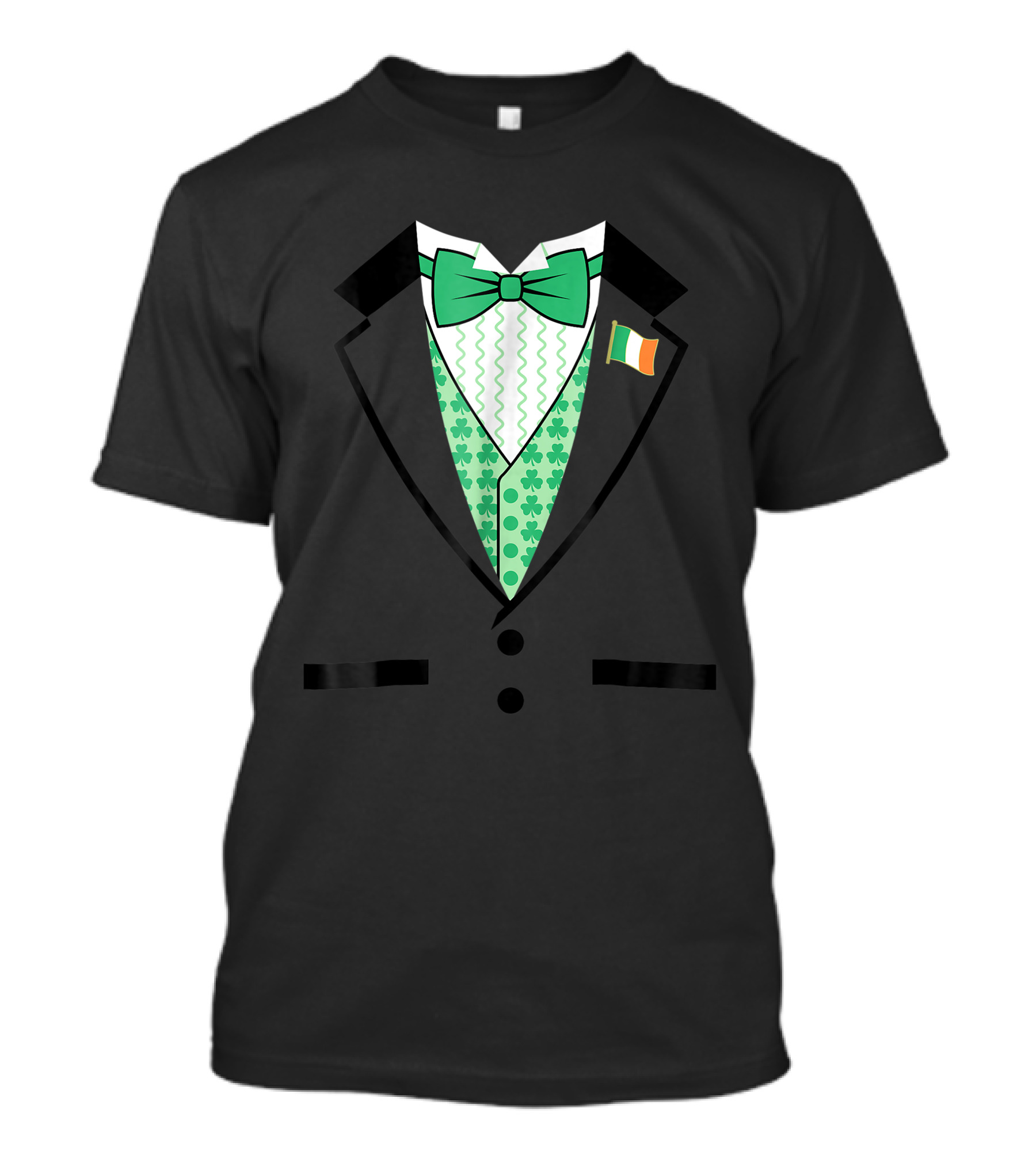 St. Patrick's Day Irish Tuxedo With Shamrocks And Bow Tie T-Shirt