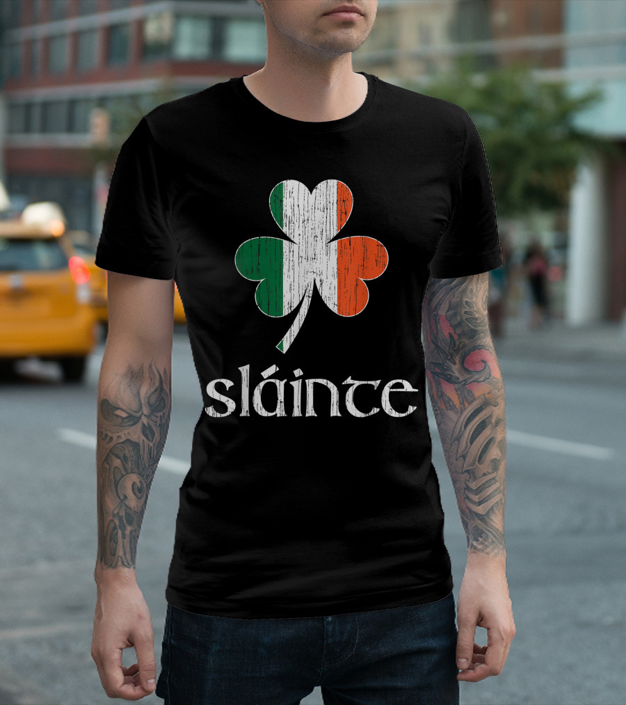 Slainte Irish Flag Shamrock T-Shirt
