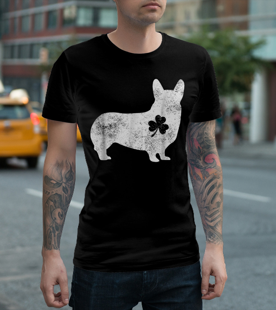 Corgi with Irish Clover T-Shirt