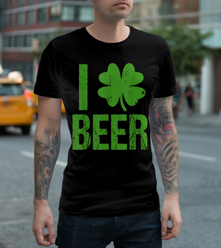 I Love Beer Four Leaf Clover St Patrick's Day T-Shirt
