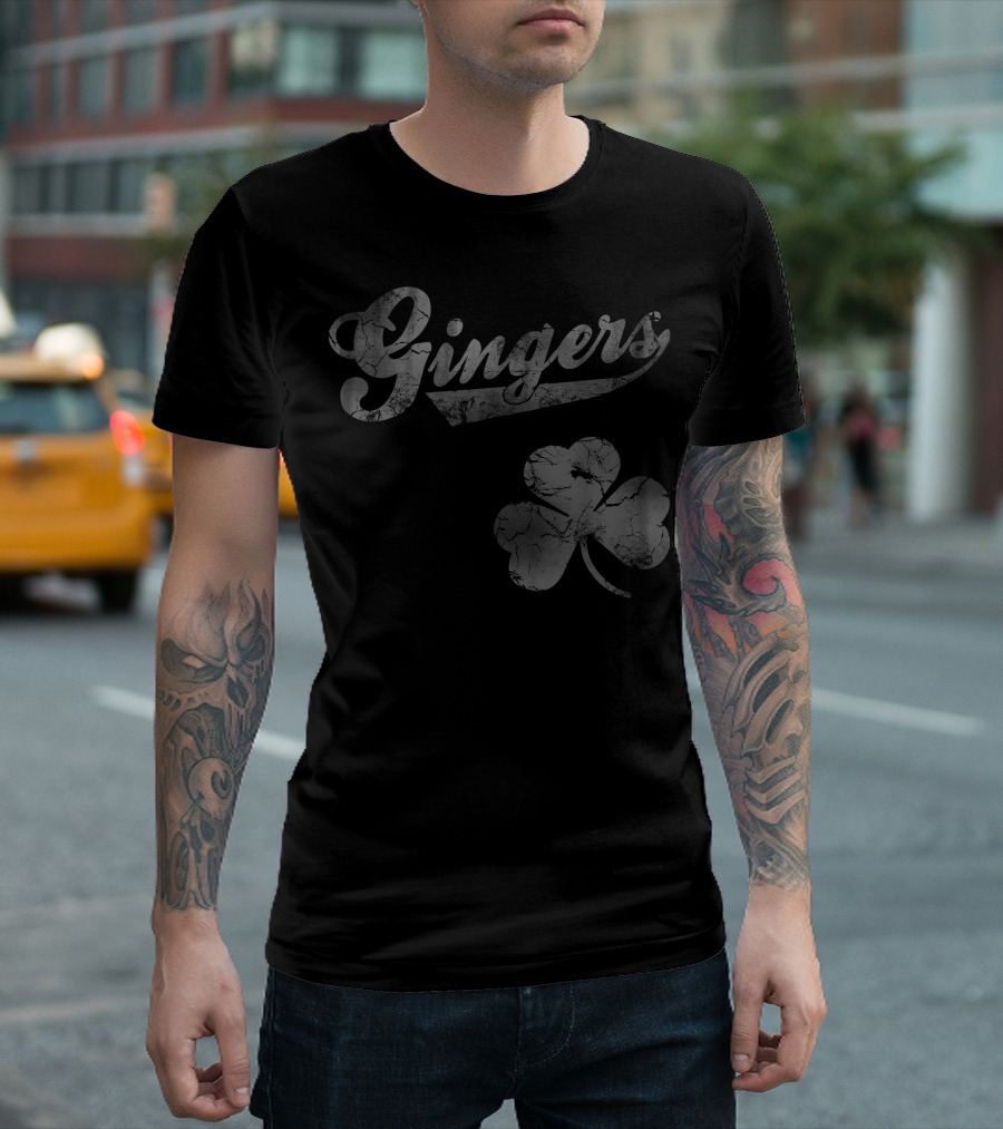 Gingers Vintage Fade Shamrock Sporty Irish T-Shirt