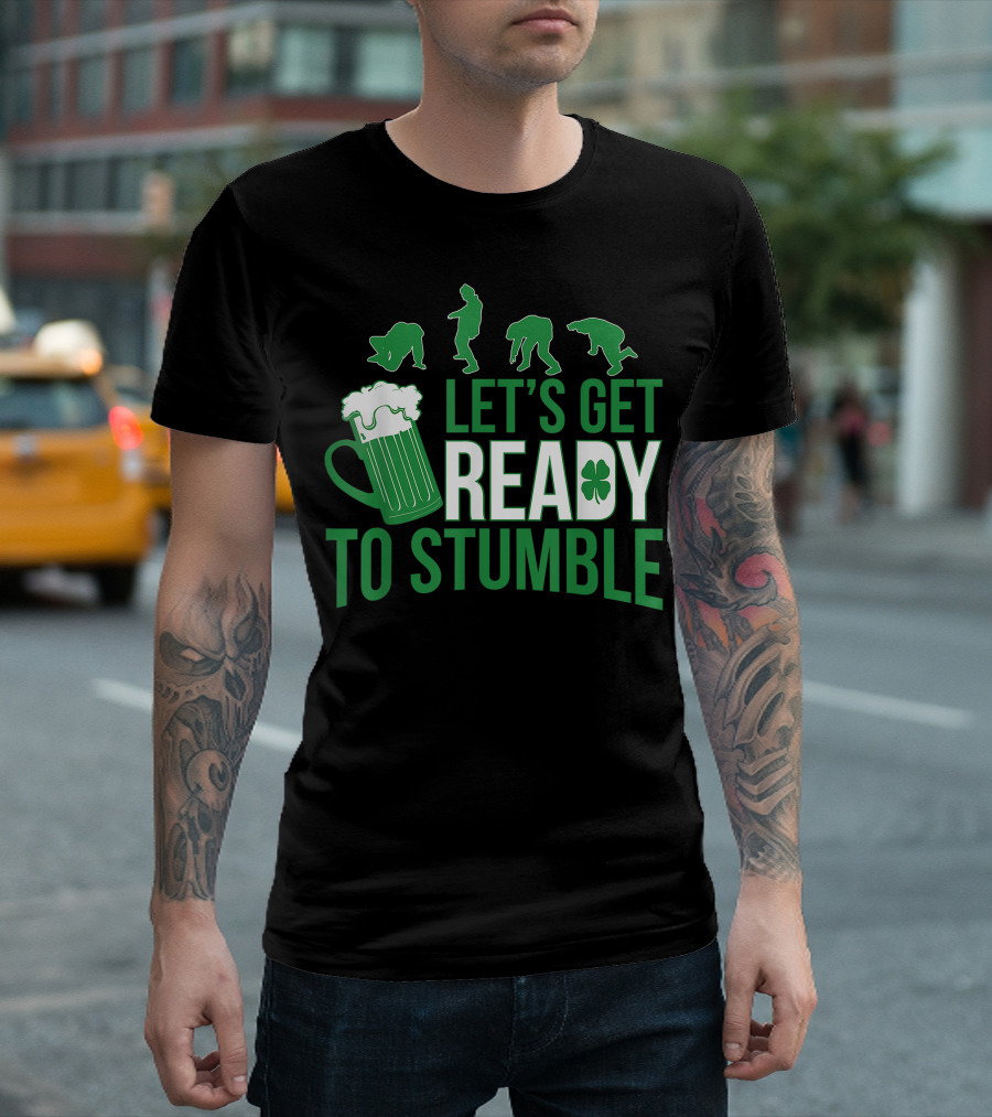St Patricks Day Let's Get Ready To Stumble Party Beer Mug Clover Icons T-Shirt