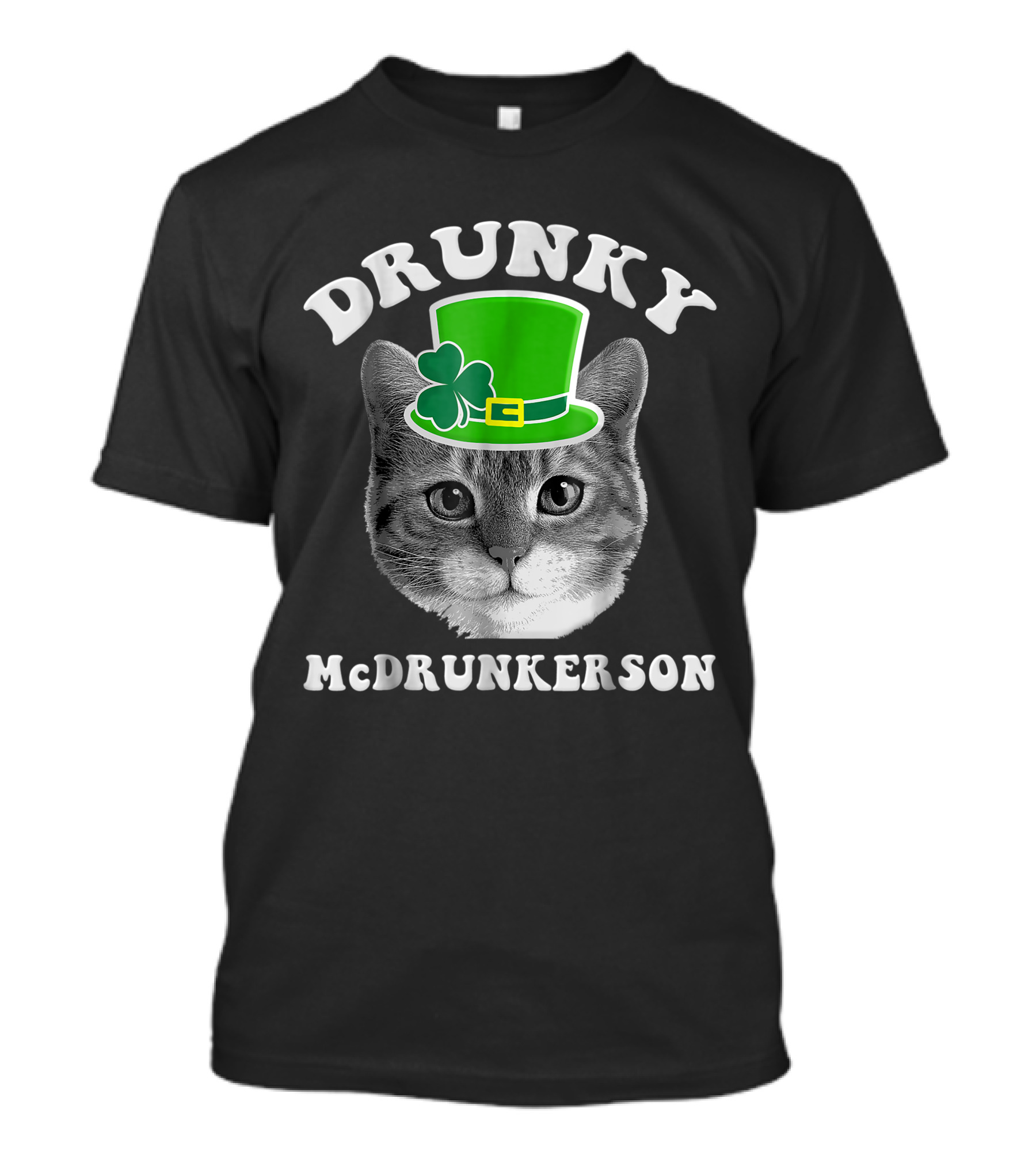Drunky Mcdrunkerson Cat With Shamrock Hat St. Patrick's Day T-Shirt