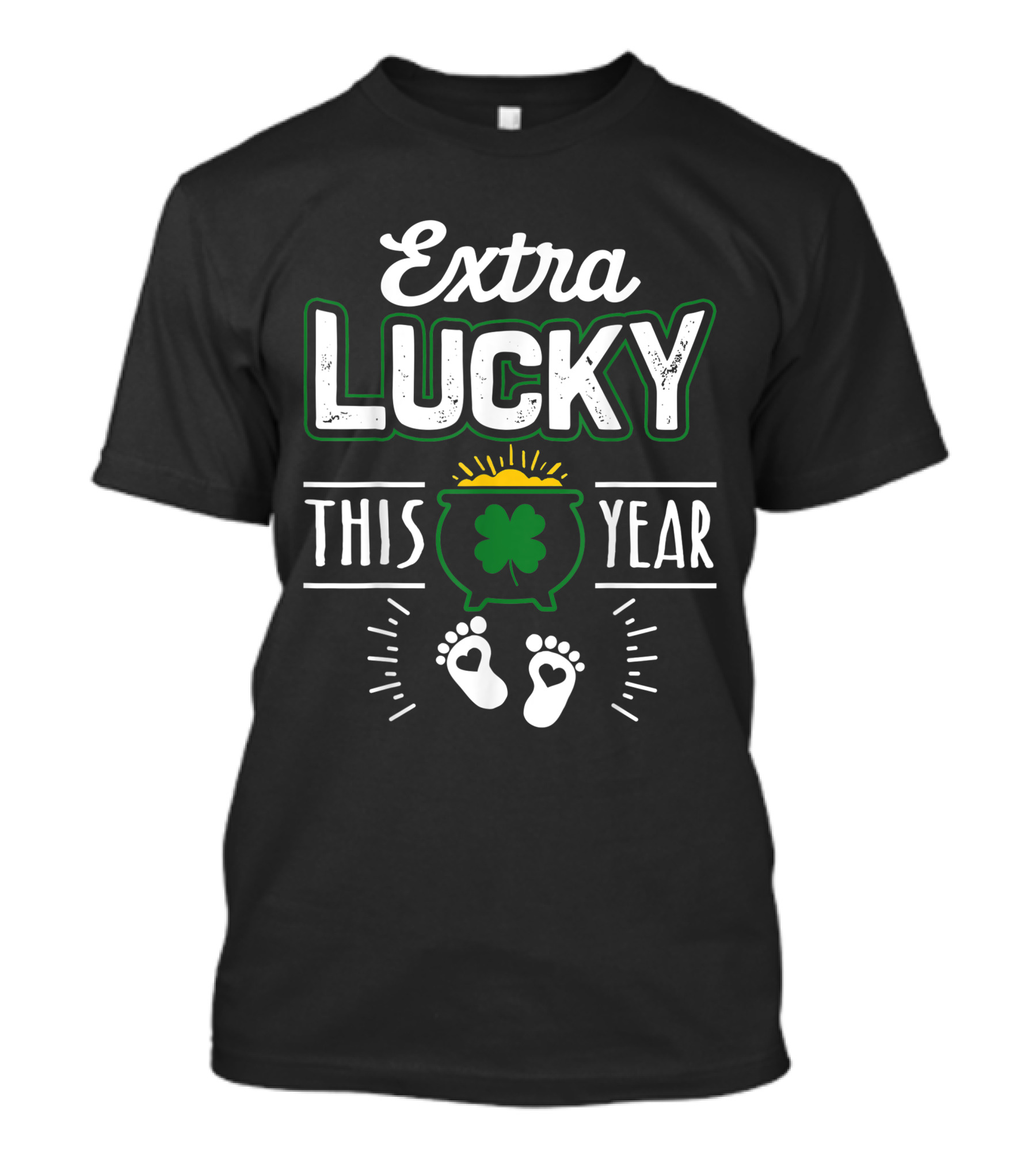 Extra Lucky This Year Shamrock Baby Footprints T-Shirt