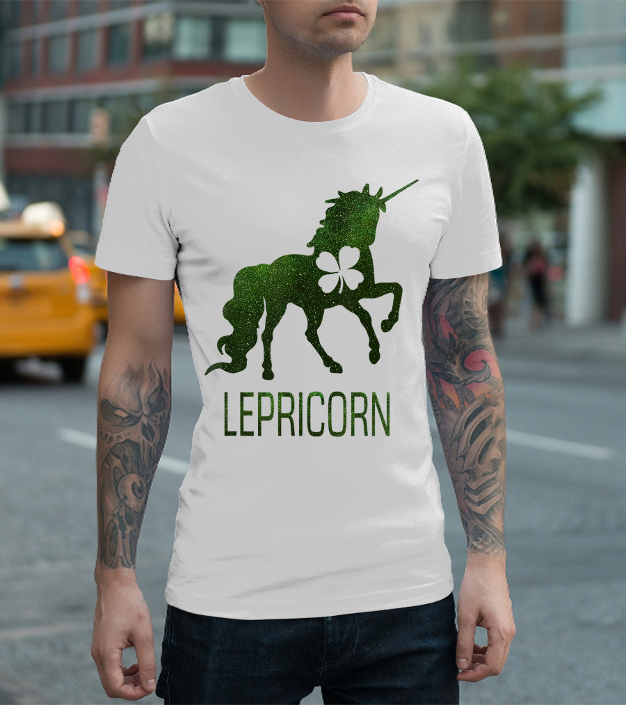 Cute Lepricorn Unicorn Glitter St. Patrick's Day T-Shirt