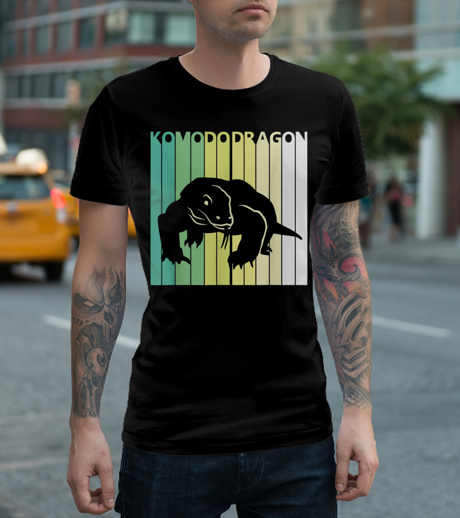 Komodo Dragon Wild Animal Stripes T-Shirt