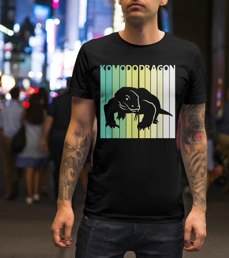 Komodo Dragon Wild Animal Stripes T-Shirt