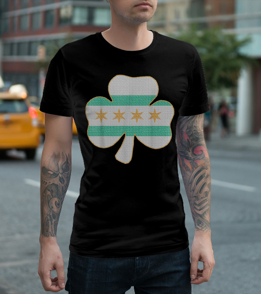 Chicago Irish Flag Shamrock Stars T-Shirt