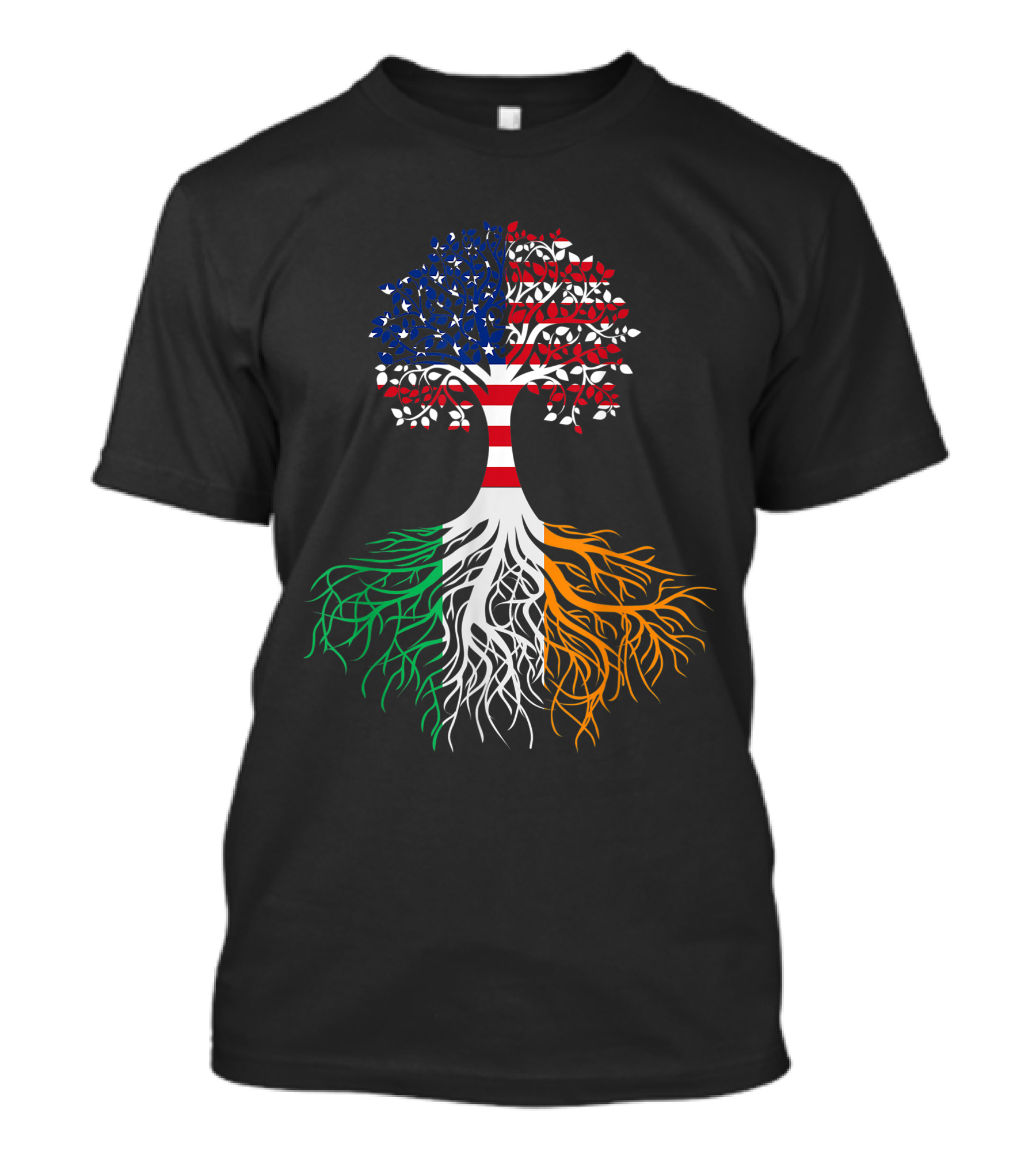 St. Patrick's Day Irish Roots American Branches USA Flag Tree T-Shirt