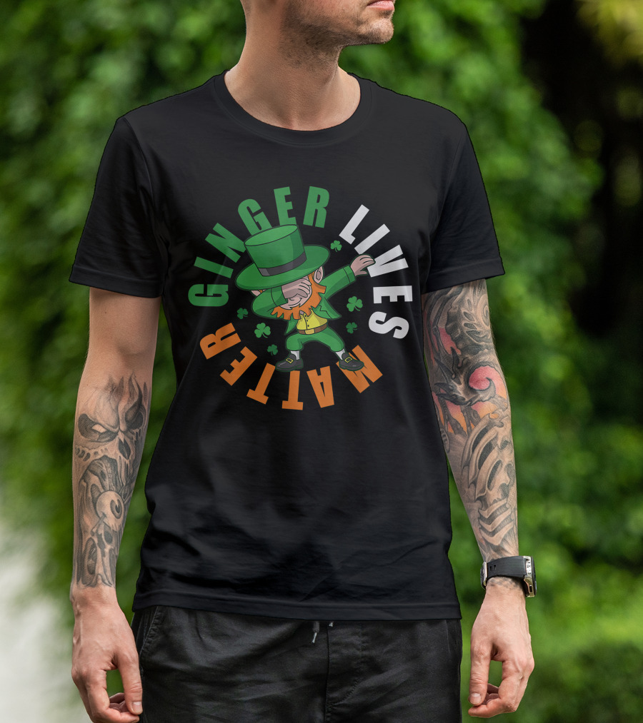 Ginger Lives Matter Dabbing Leprechaun T-Shirt