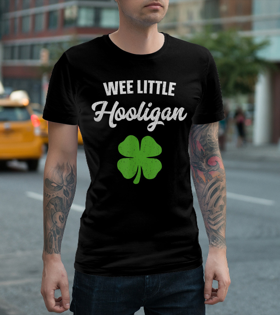 Wee Little Hooligan Kids Boys Four Leaf Clover Luck Irish Charm T-Shirt