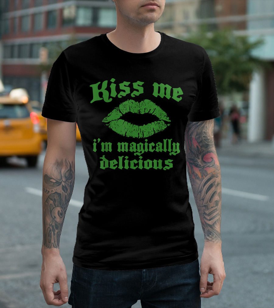 Kiss Me I'm Magically Delicious Lips St. Patrick's Day Fun T-Shirt