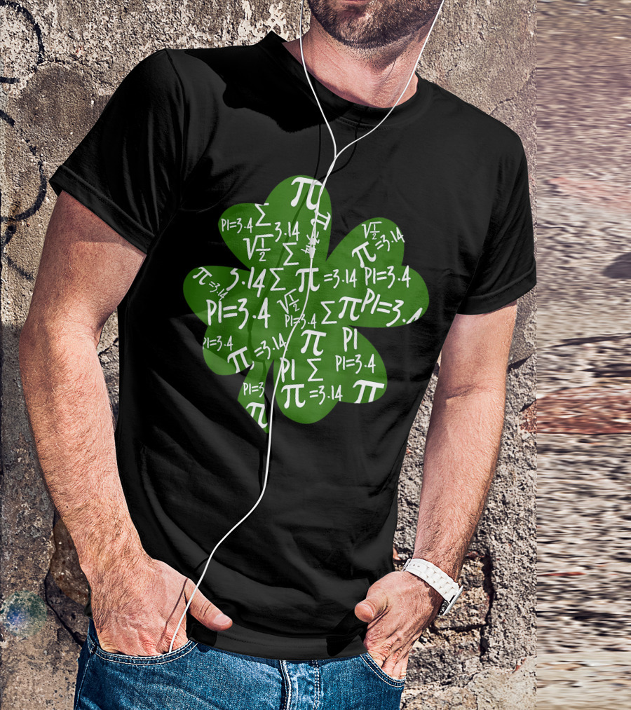 St. Patrick's Day Pi Math Symbol Green Shamrock Pi=3.14 T-Shirt