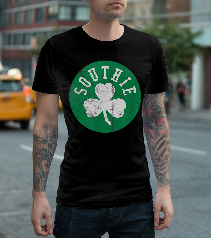 Southie Retro Look Shamrock Irish T-Shirt