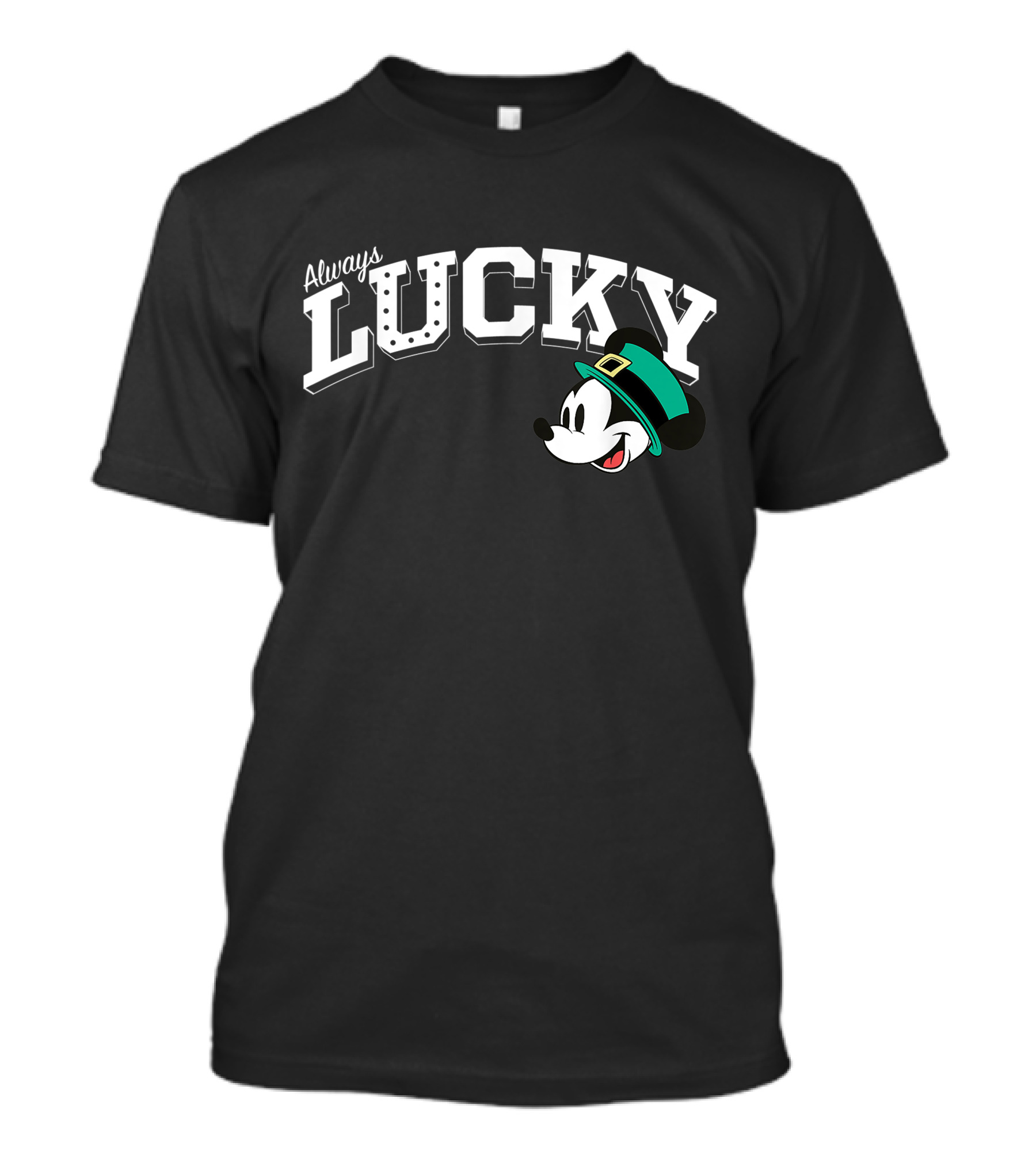 Always Lucky Mickey Mouse With Green Leprechaun Hat T-Shirt