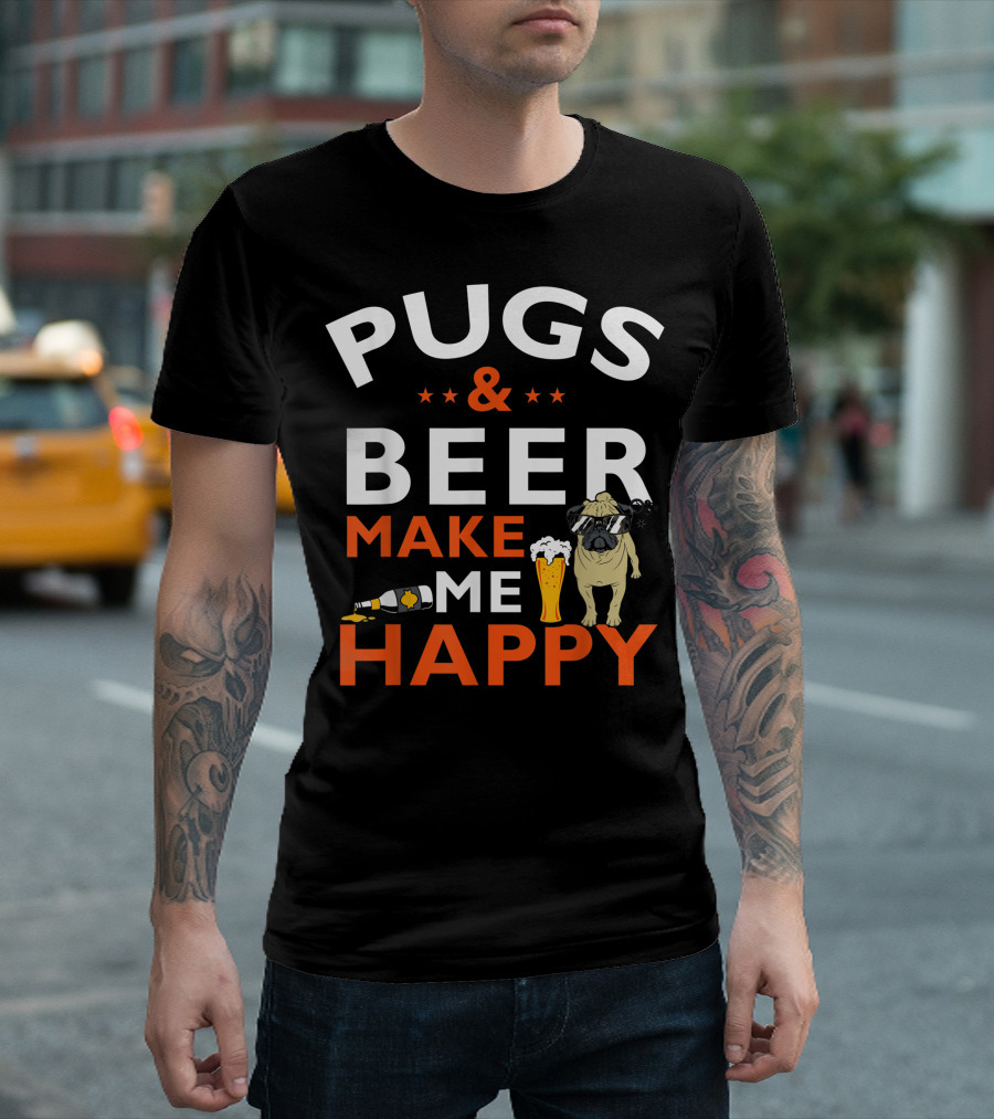 Pugs and Beer Make Me Happy T-Shirt