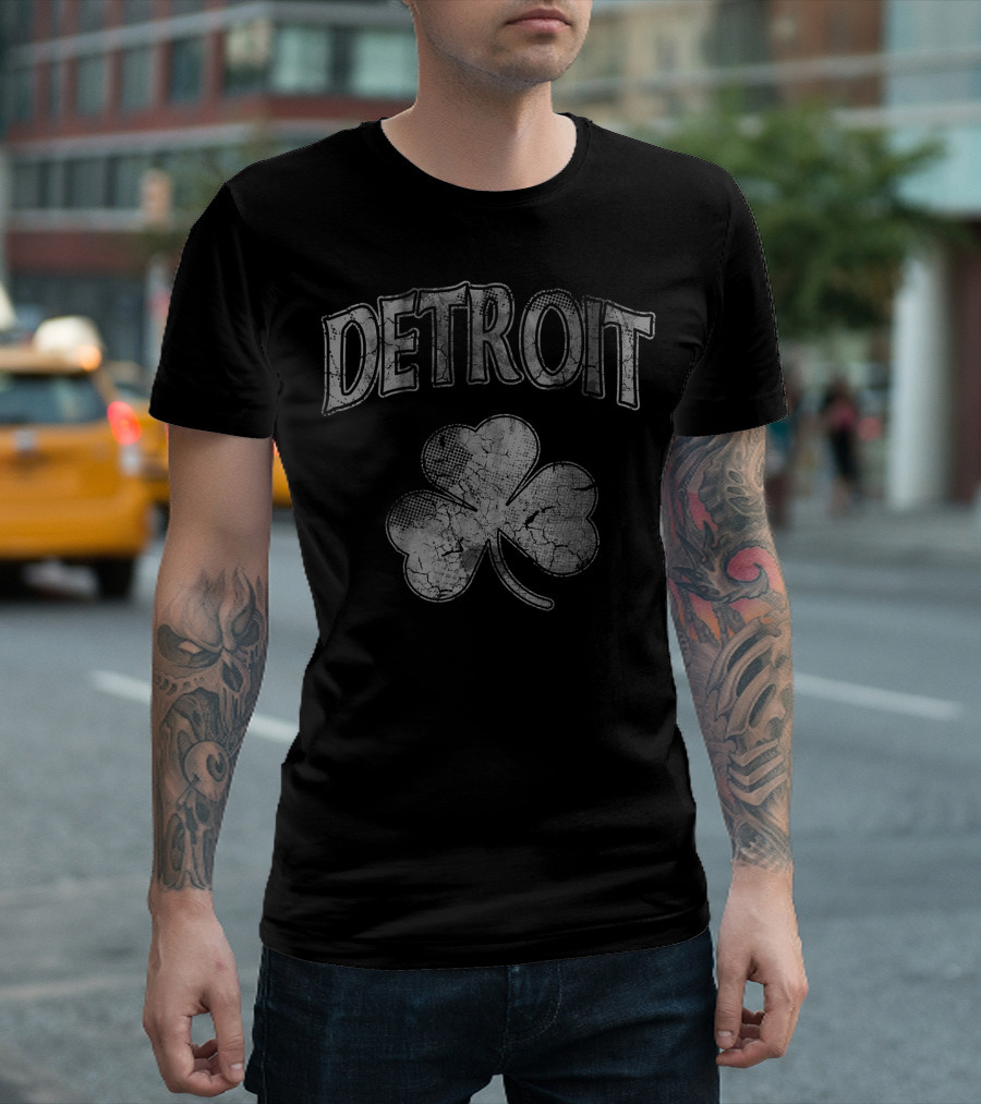 Detroit Irish Shamrock Cracked T-Shirt