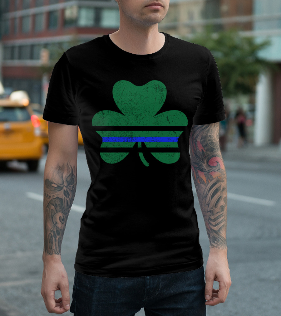 Thin Blue Line St. Patrick's Day Clover T-Shirt