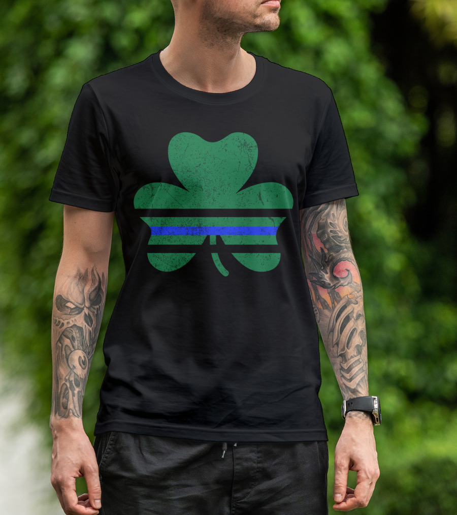 Thin Blue Line St. Patrick's Day Clover T-Shirt