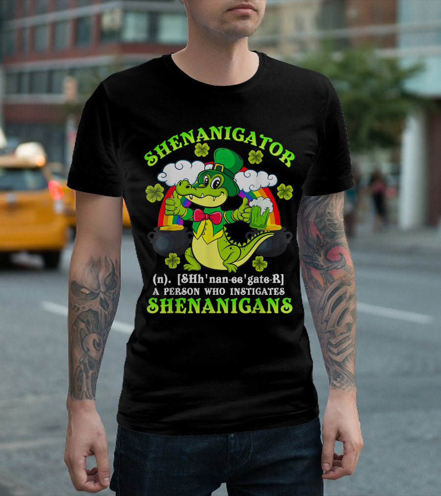 Shenanigator Definition Leprechaun Alligator Instigates Shenanigans T-Shirt
