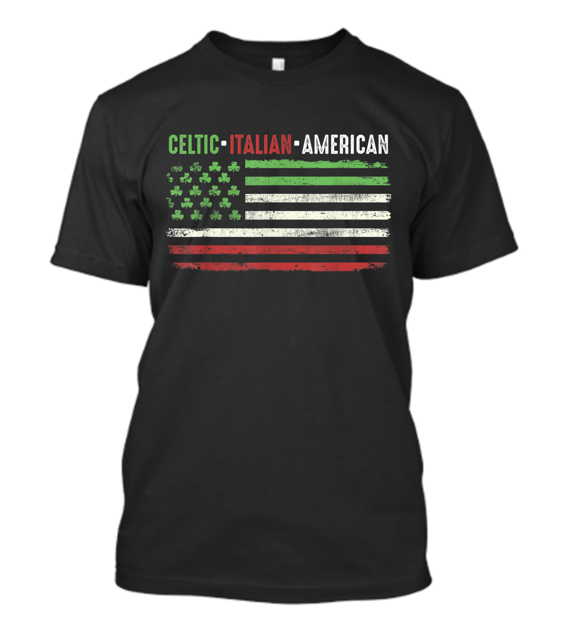 Celtic Italian American St Patricks Day Flag With Shamrock Elements T-Shirt