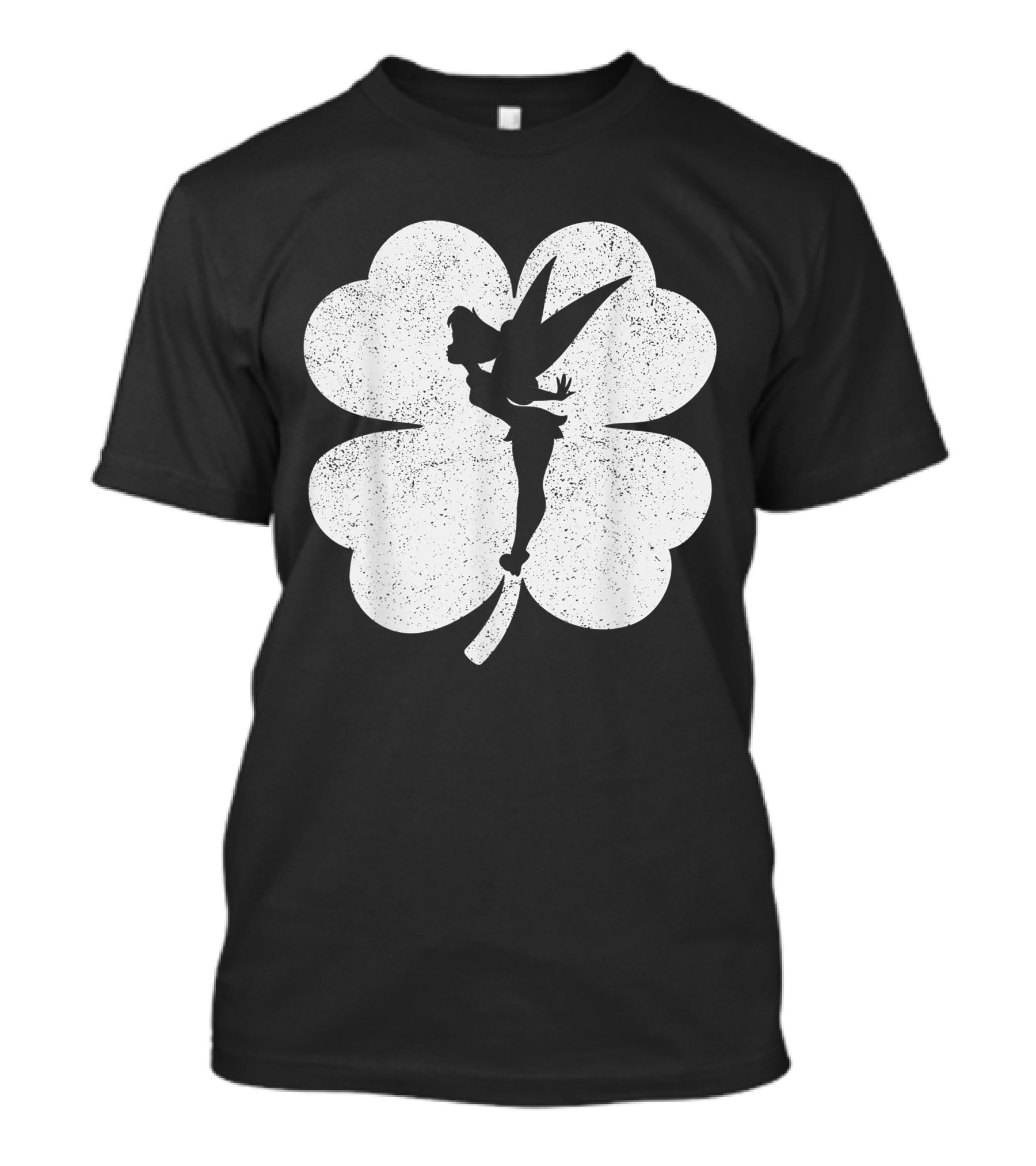 Disney Tinker Bell Silhouette With Shamrock Background T-Shirt
