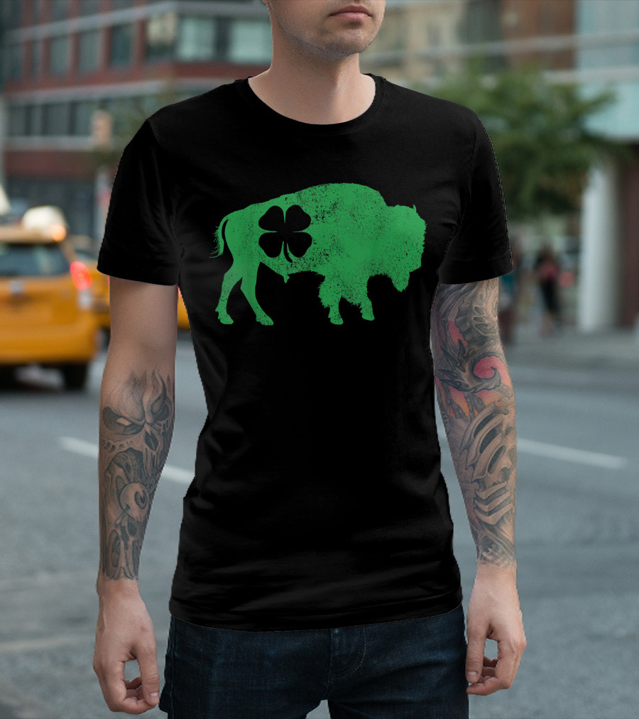 St. Patrick's Day Green Shamrock Buffalo Bison Irish Saint T-Shirt