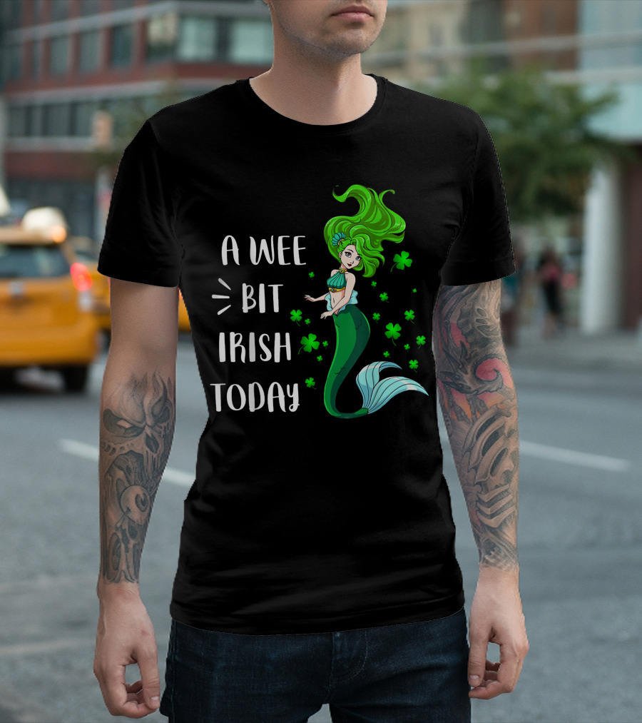 A Wee Bit Irish Today Green Mermaid with Shamrocks T-Shirt