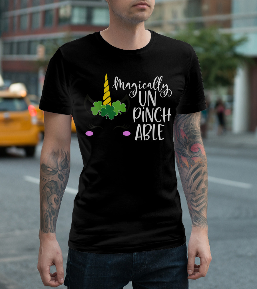 Magically Unpinchable St Patricks Day Unicorn Girls T-Shirt
